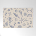 Seahorse Ocean Nautical Coastal Serenity Blue Ivory  Welcome Mat Gallery Image 1