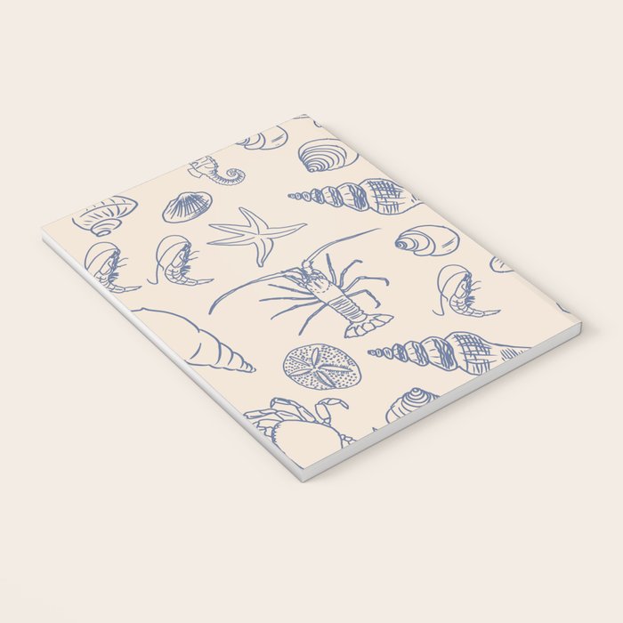 Seahorse Ocean Nautical Coastal Serenity Blue Ivory  Notebook Gallery Image 3