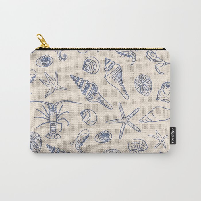 Seahorse Ocean Nautical Coastal Serenity Blue Ivory  Carry All Pouch Gallery Image 1