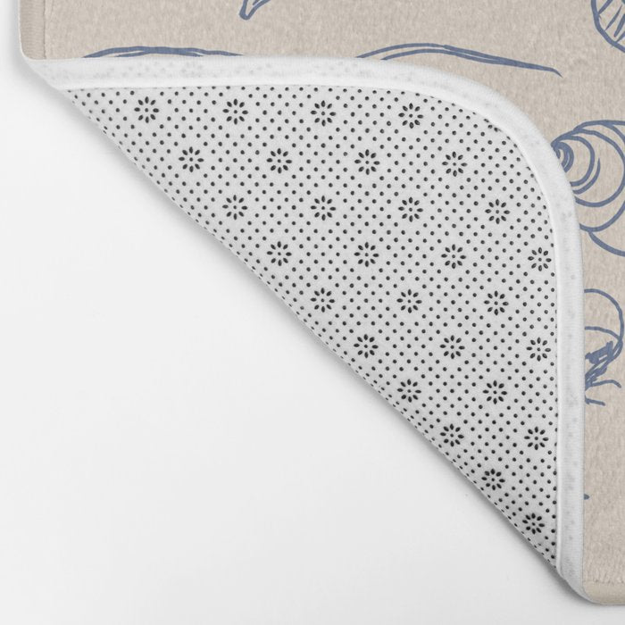 Seahorse Ocean Nautical Coastal Serenity Blue Ivory  Bath Mat Gallery Image 2