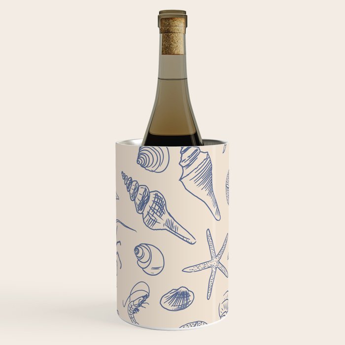 Seahorse Ocean Nautical Coastal Serenity Blue Ivory  Wine Chiller Gallery Image 1