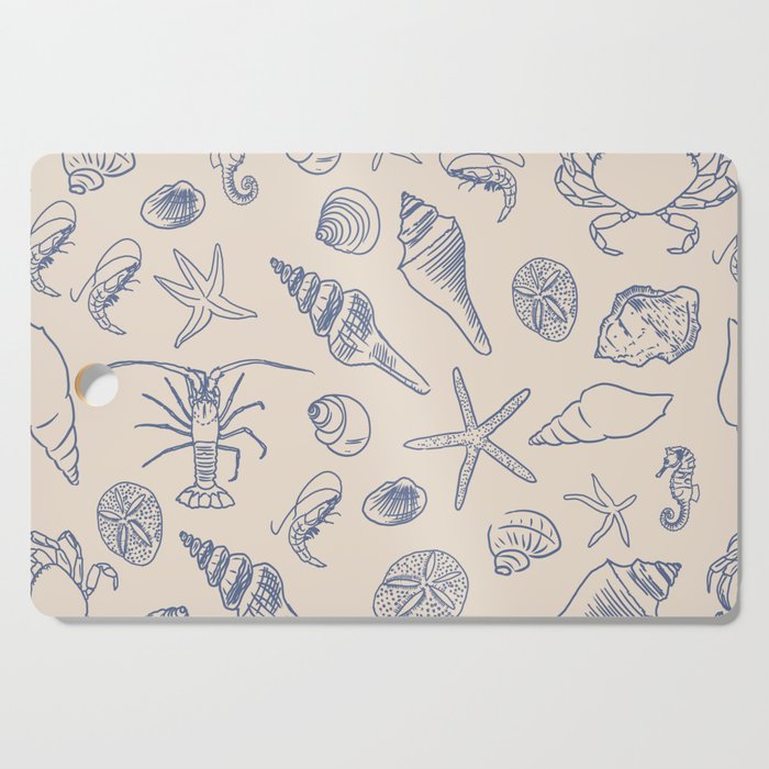 Seahorse Ocean Nautical Coastal Serenity Blue Ivory  Cutting Board Gallery Image 1