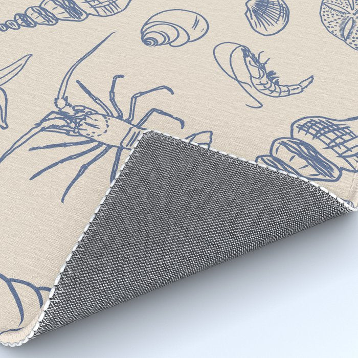 Seahorse Ocean Nautical Coastal Serenity Blue Ivory  Rug Gallery Image 4