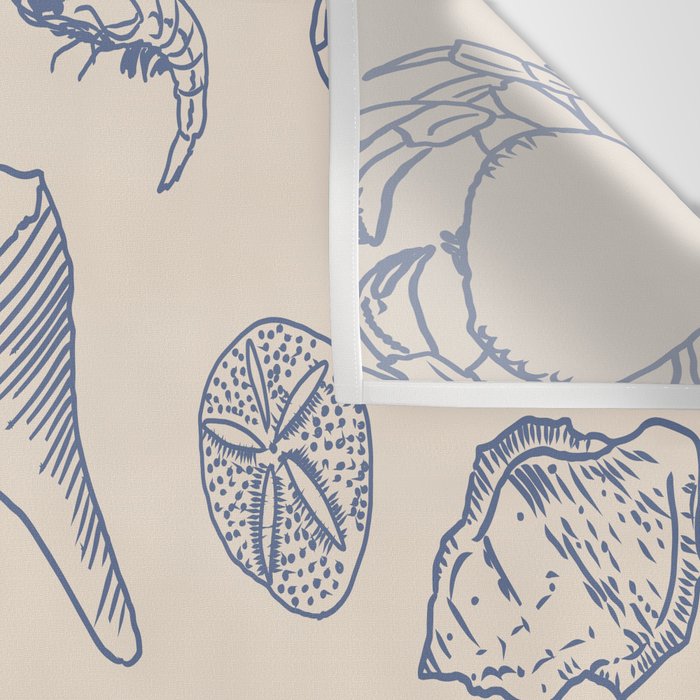 Seahorse Ocean Nautical Coastal Serenity Blue Ivory  Wall Tapestry Gallery Image 3