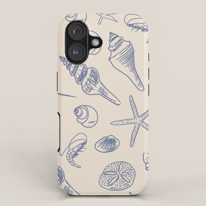 Seahorse Ocean Nautical Coastal Serenity Blue Ivory  iPhone Case