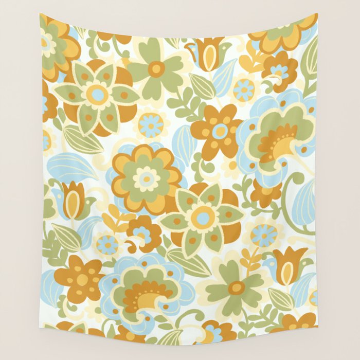 1970s Light Paisley Pattern Wall Tapestry Gallery Image 4