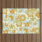 1970s Light Paisley Pattern Outdoor Rug Gallery Image 1