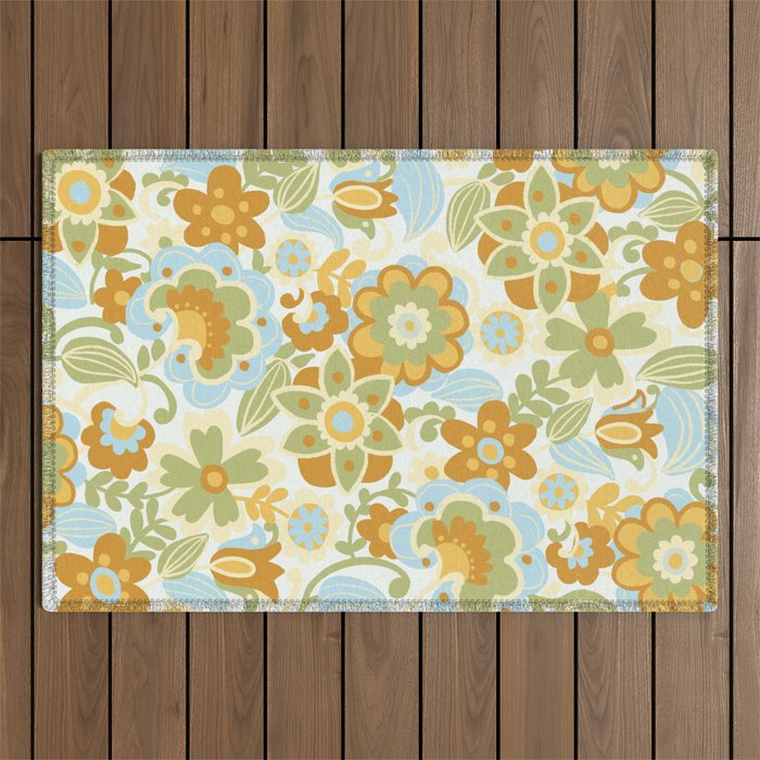 1970s Light Paisley Pattern Outdoor Rug Gallery Image 1