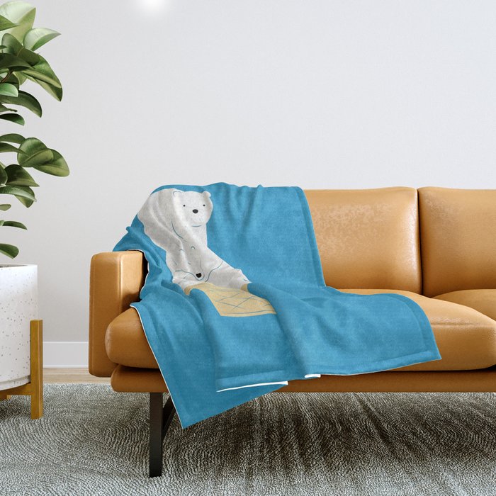 Polar Bear Ice Cream Throw Blanket Gallery Image 1