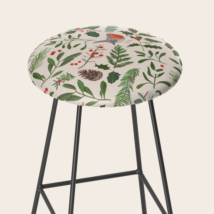 Robin in a Winter Garden Stool Gallery Image 2