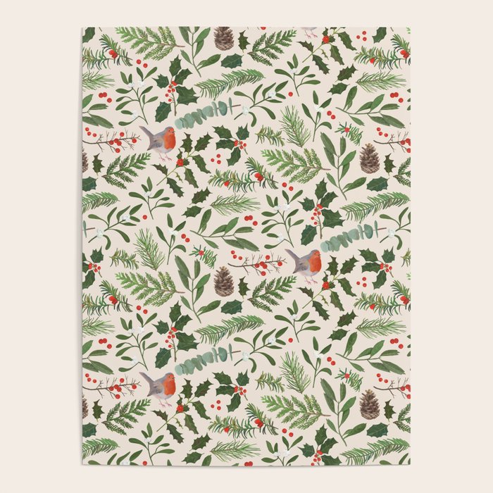 Robin in a Winter Garden Poster Gallery Image 4