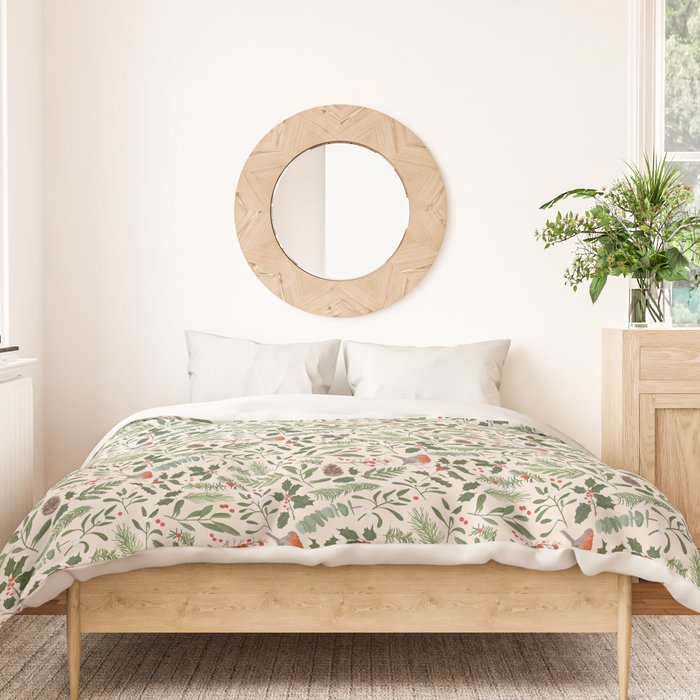 Robin in a Winter Garden Duvet Cover Gallery Image 3