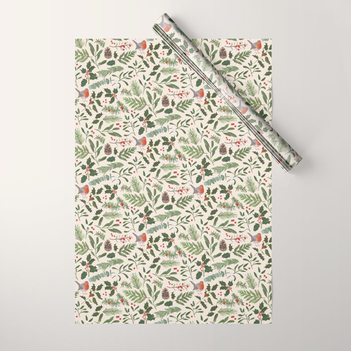 Robin in a Winter Garden Wrapping Paper Gallery Image 1