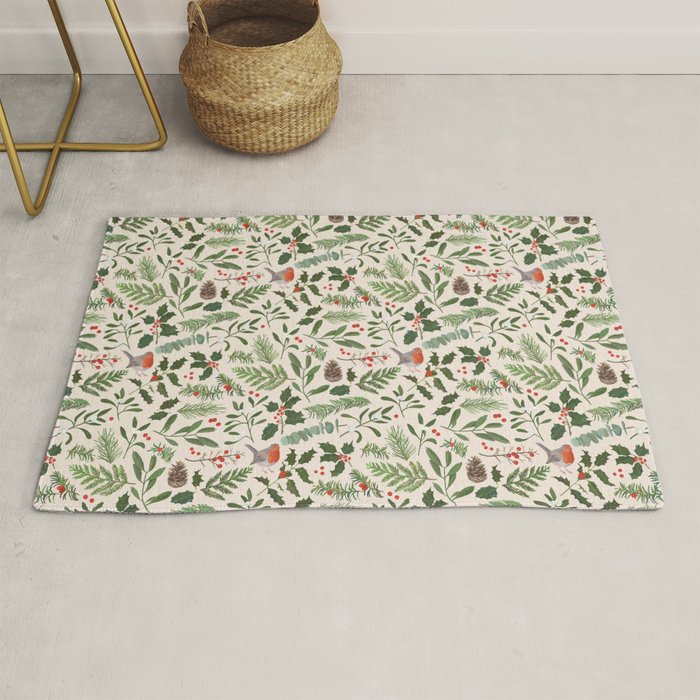 Robin in a Winter Garden Rug Gallery Image 1