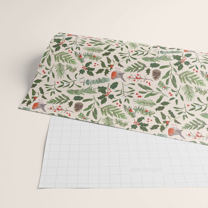 Robin in a Winter Garden Wrapping Paper Gallery Image 2