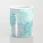 Modern Floral Prints, Teal, Turquoise and Gray Coffee Mug Gallery Image 4