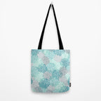 Modern Floral Prints, Teal, Turquoise and Gray Tote Bag Gallery Image 2