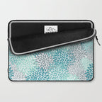 Modern Floral Prints, Teal, Turquoise and Gray Laptop Sleeve Gallery Image 2