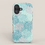 Modern Floral Prints, Teal, Turquoise and Gray iPhone Case Gallery Image 1