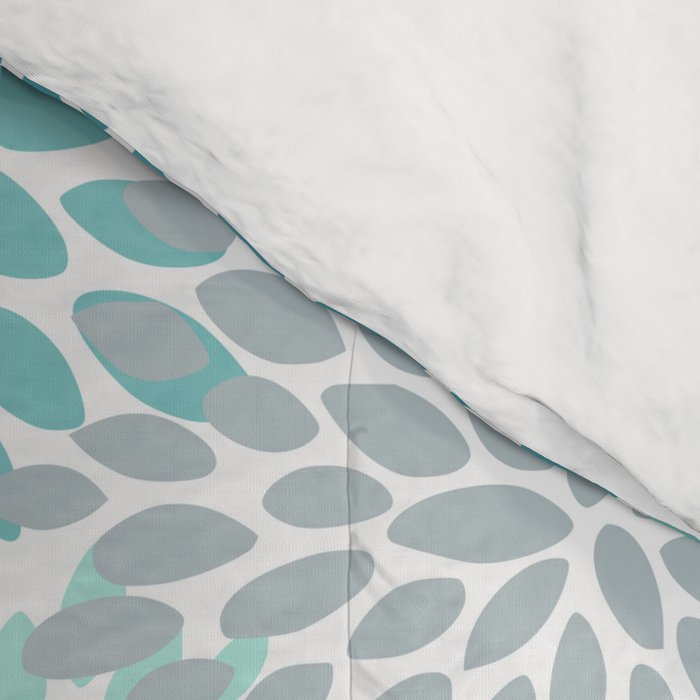 Modern Floral Prints, Teal, Turquoise and Gray Comforter Gallery Image 4
