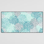 Modern Floral Prints, Teal, Turquoise and Gray Desk Mat Gallery Image 3