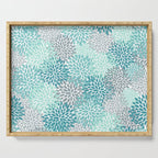 Modern Floral Prints, Teal, Turquoise and Gray Serving Tray Gallery Image 1