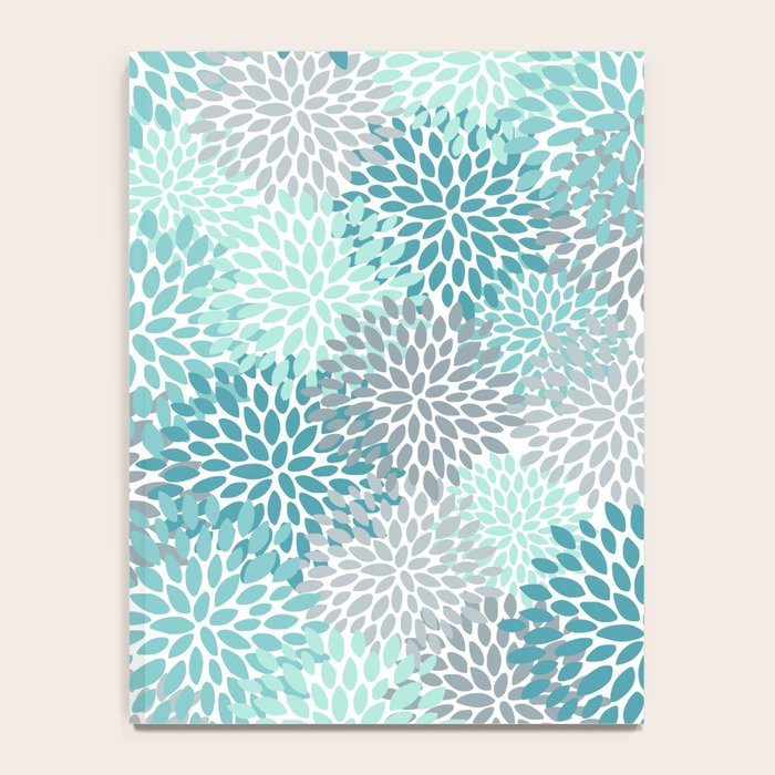 Modern Floral Prints, Teal, Turquoise and Gray Notebook Gallery Image 4