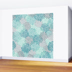 Modern Floral Prints, Teal, Turquoise and Gray Wall Mural Gallery Image 2
