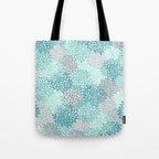 Modern Floral Prints, Teal, Turquoise and Gray Tote Bag Gallery Image 1