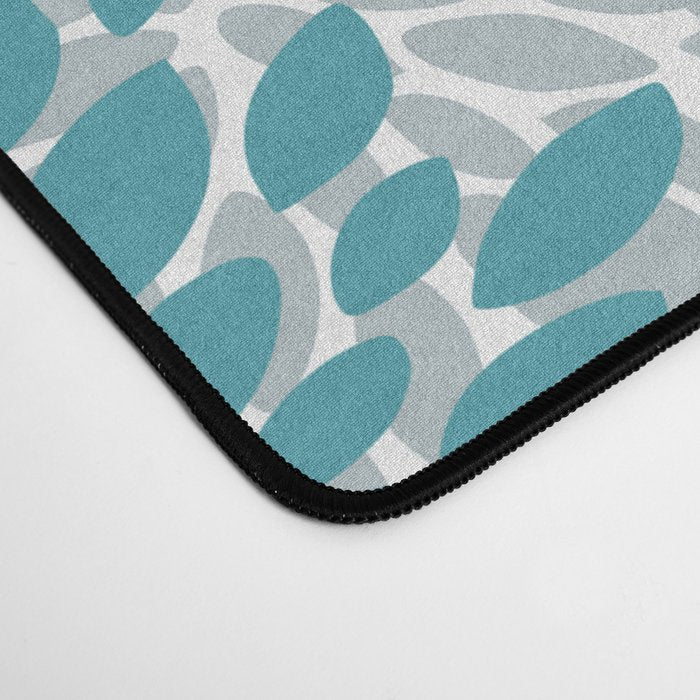 Modern Floral Prints, Teal, Turquoise and Gray Desk Mat Gallery Image 4