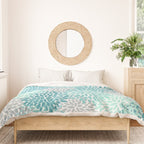 Modern Floral Prints, Teal, Turquoise and Gray Duvet Cover Gallery Image 3