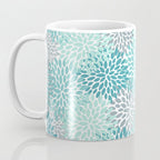 Modern Floral Prints, Teal, Turquoise and Gray Coffee Mug Gallery Image 3