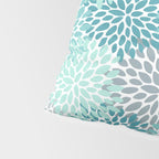 Modern Floral Prints, Teal, Turquoise and Gray Pillow Sham Gallery Image 4