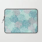 Modern Floral Prints, Teal, Turquoise and Gray Laptop Sleeve Gallery Image 1