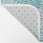 Modern Floral Prints, Teal, Turquoise and Gray Bath Mat Gallery Image 2