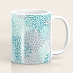 Modern Floral Prints, Teal, Turquoise and Gray Coffee Mug Gallery Image 1