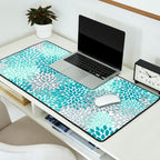 Modern Floral Prints, Teal, Turquoise and Gray Desk Mat Gallery Image 2