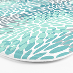 Modern Floral Prints, Teal, Turquoise and Gray Bath Mat Gallery Image 3
