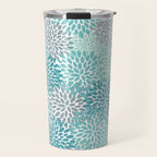 Modern Floral Prints, Teal, Turquoise and Gray Travel Mug Gallery Image 1