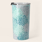 Modern Floral Prints, Teal, Turquoise and Gray Travel Mug Gallery Image 3