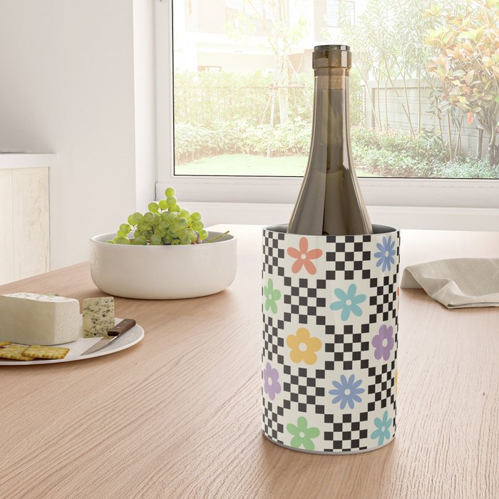 Retro Colorful Flower Double Checker Wine Chiller Gallery Image 4