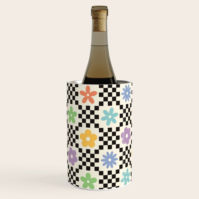Retro Colorful Flower Double Checker Wine Chiller Gallery Image 1