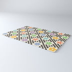 Retro Colorful Flower Double Checker Rug Gallery Image 3
