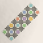 Retro Colorful Flower Double Checker Yoga Mat Gallery Image 1