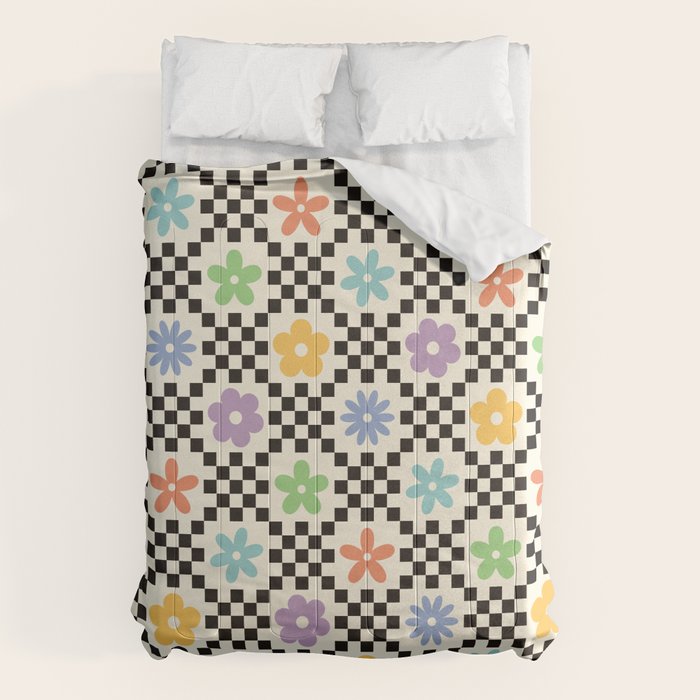 Retro Colorful Flower Double Checker Comforter Gallery Image 6