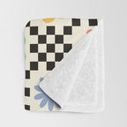 Retro Colorful Flower Double Checker Throw Blanket Gallery Image 3