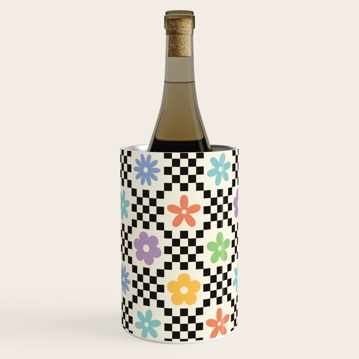 Retro Colorful Flower Double Checker Wine Chiller Gallery Image 3