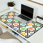 Retro Colorful Flower Double Checker Desk Mat Gallery Image 2