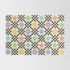 Retro Colorful Flower Double Checker Rug Gallery Image 2