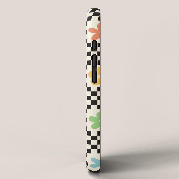 Retro Colorful Flower Double Checker iPhone Case Gallery Image 2